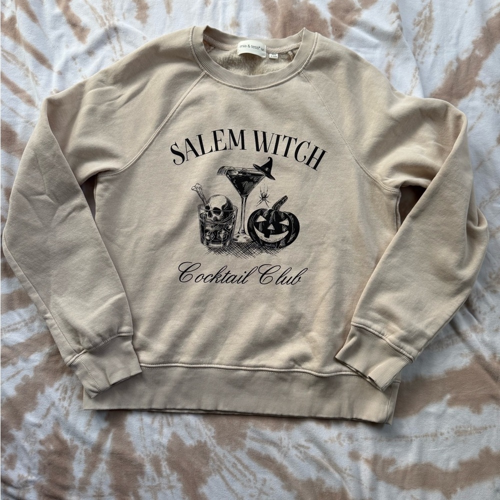 Salem Witch Cocktail Club Graphic Sweatshirt - Beige